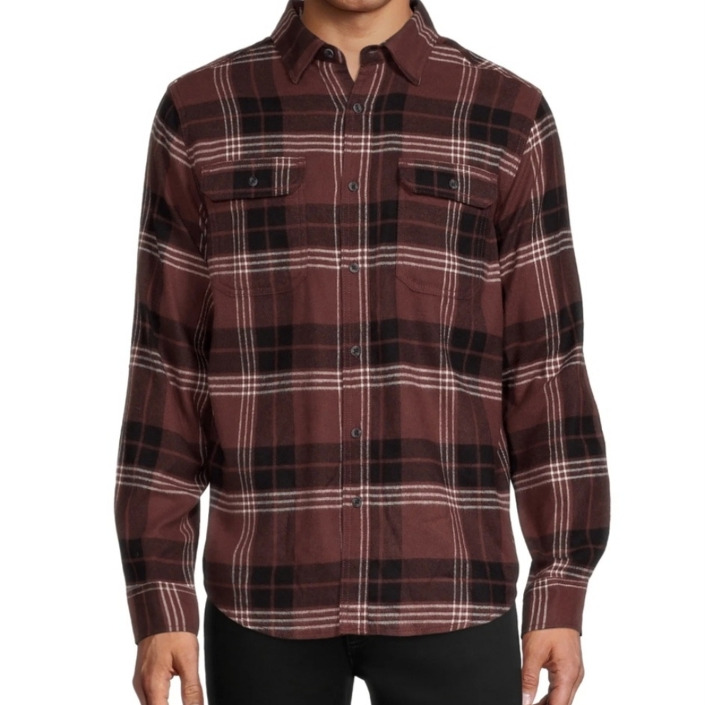 CLEARANCE George Men's Plaid Button Down Shirt, Size Small